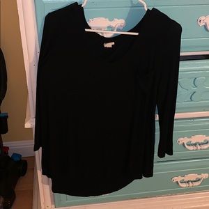black v-neck long sleeve dress shirt